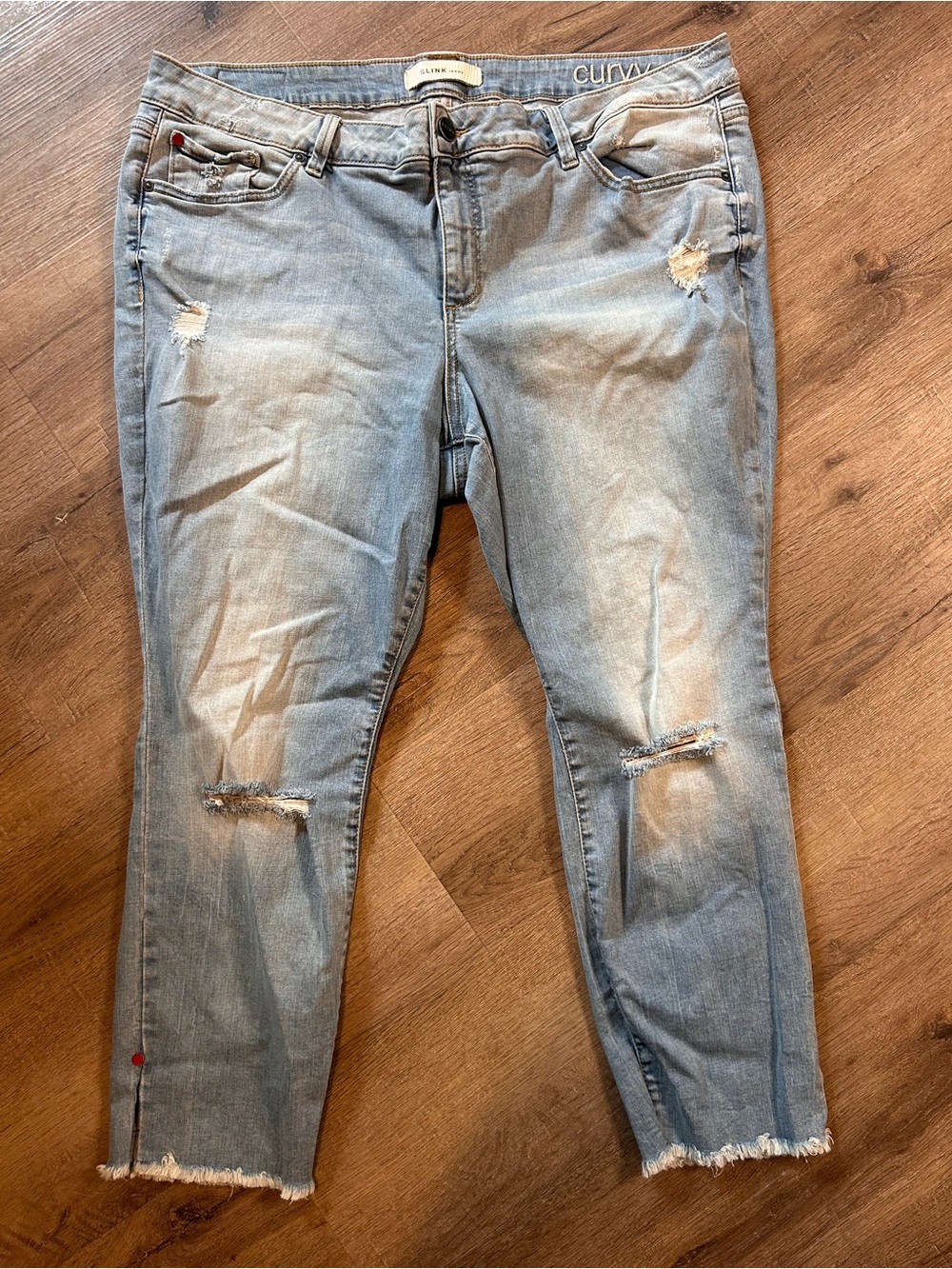 Womens Light Wash Distressed Skinny Jeans Blue Size 22 Stretch Ripped
